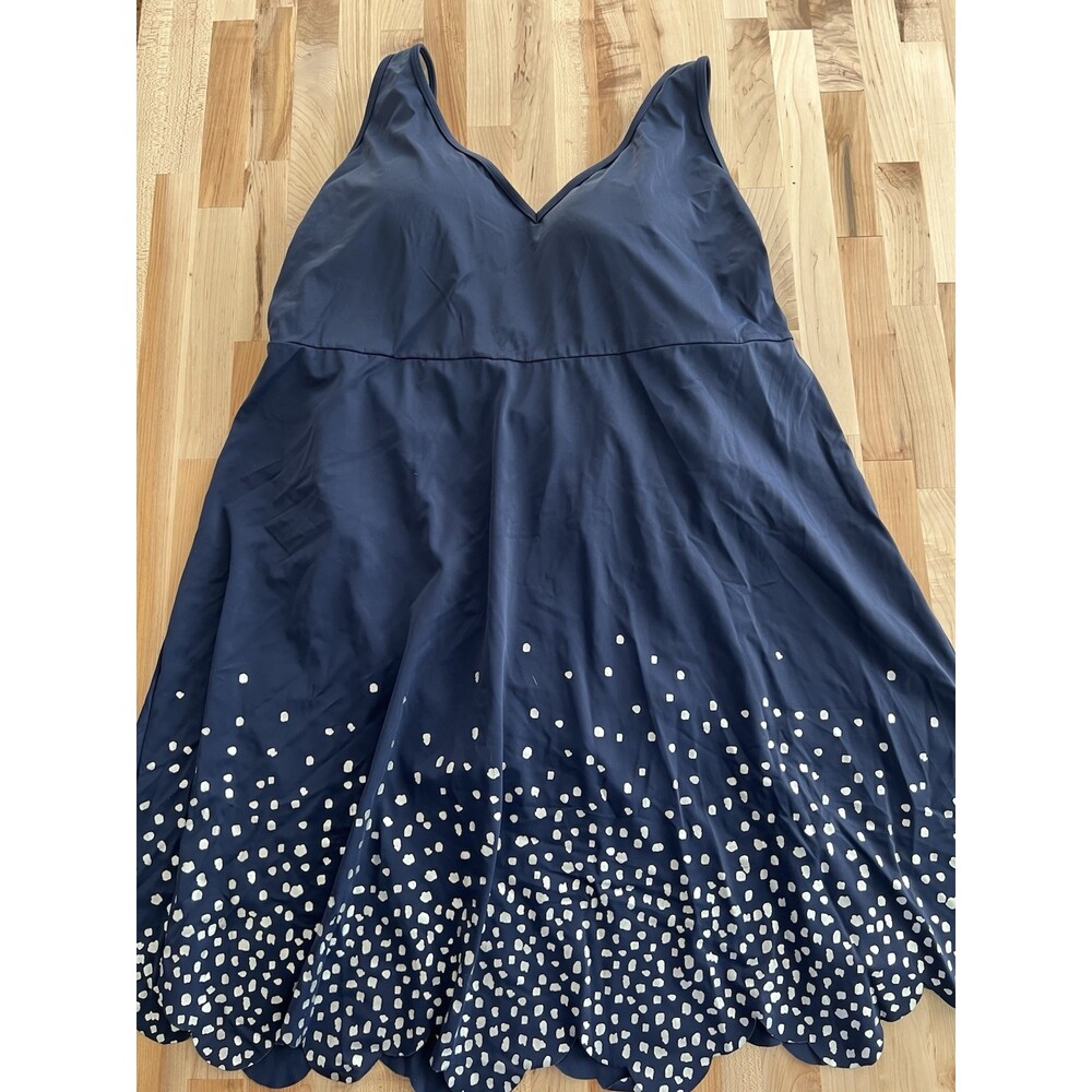 Swimsuits for All Women's Plus Swim Dress Long Skirt Soft Cup Built-in Navy 22W